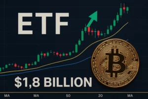 米国現物ビットコインETFが$18億ドルの資金流入で堅調なパフォーマンスを示す